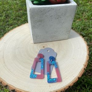 3 for 30$ blue sparkles with rose gold resin earrings